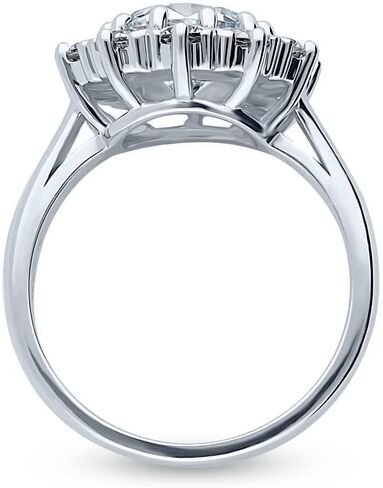 BERRICLE Sterling Silver Flower Wedding Engagement Rings Cubic Zirconia CZ Statement Halo Cocktail Ring for Women, Rhodium Plated Size 4-10 in Saudi Arabia