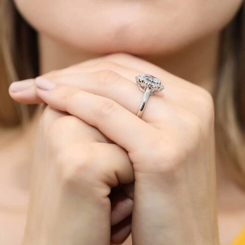 BERRICLE Sterling Silver Flower Wedding Engagement Rings Cubic Zirconia CZ Statement Halo Cocktail Ring for Women, Rhodium Plated Size 4-10 in Saudi Arabia