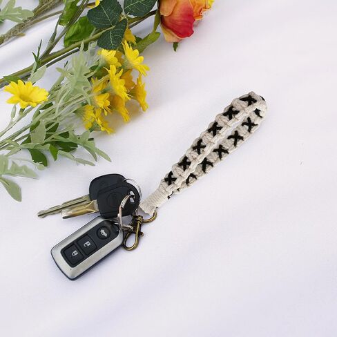 Poagoep Boho اليدوية المفاتيح المعصم المفاتيح الحبل المعصم لمفتاح مكرامية السوار المفاتيح مفتاح سلسلة لمفتاح السيارة للنساء in Kuwait