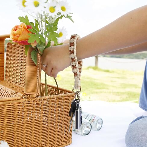 Poagoep Boho اليدوية المفاتيح المعصم المفاتيح الحبل المعصم لمفتاح مكرامية السوار المفاتيح مفتاح سلسلة لمفتاح السيارة للنساء in Kuwait
