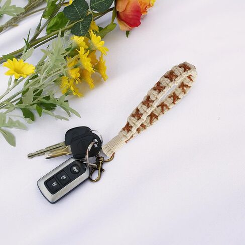 Poagoep Boho اليدوية المفاتيح المعصم المفاتيح الحبل المعصم لمفتاح مكرامية السوار المفاتيح مفتاح سلسلة لمفتاح السيارة للنساء in Kuwait