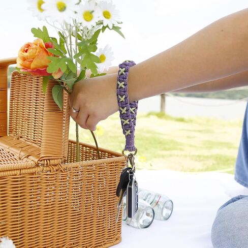 Poagoep Boho اليدوية المفاتيح المعصم المفاتيح الحبل المعصم لمفتاح مكرامية السوار المفاتيح مفتاح سلسلة لمفتاح السيارة للنساء in Kuwait