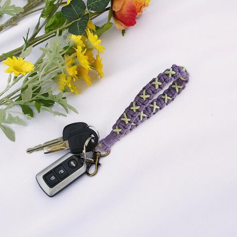 Poagoep Boho اليدوية المفاتيح المعصم المفاتيح الحبل المعصم لمفتاح مكرامية السوار المفاتيح مفتاح سلسلة لمفتاح السيارة للنساء in Kuwait