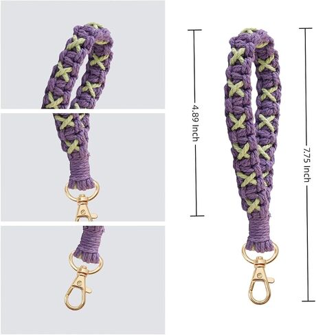 Poagoep Boho اليدوية المفاتيح المعصم المفاتيح الحبل المعصم لمفتاح مكرامية السوار المفاتيح مفتاح سلسلة لمفتاح السيارة للنساء in Kuwait