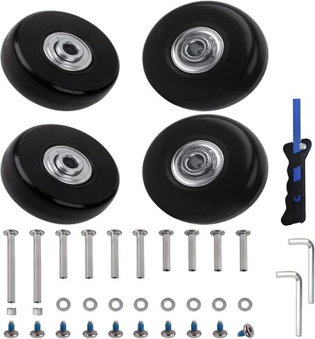 Luggage Suitcase Replacement Wheels Set of 4 PU Bearing Wheels-Install Width 0.8in/21mm with 3 Size Axles and Hacksaw for Trolley Bag Drawbar Box Smooth Rolling Repair(40mm x 18mm) in Kuwait
