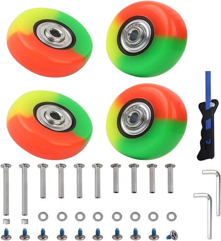 Luggage Suitcase Replacement Wheels Set of 4 PU Bearing Wheels-Install Width 0.8in/21mm with 3 Size Axles and Hacksaw for Trolley Bag Drawbar Box Smooth Rolling Repair(40mm x 18mm) in Kuwait
