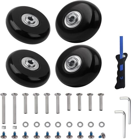 Luggage Suitcase Replacement Wheels Set of 4 PU Bearing Wheels-Install Width 0.8in/21mm with 3 Size Axles and Hacksaw for Trolley Bag Drawbar Box Smooth Rolling Repair(40mm x 18mm) in Kuwait