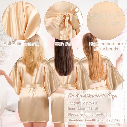 Sieral 8 Pack Mother of the Bride and Groom Gifts Satin Robe for Wedding day Gifts with 20 oz Cup Tumblers Makeup Bag Handkerchief(Champaign Gold, Trendy) in Saudi Arabia