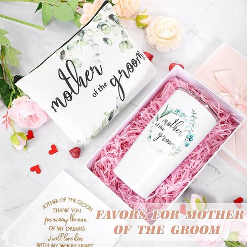 Sieral 8 Pack Mother of the Bride and Groom Gifts Satin Robe for Wedding day Gifts with 20 oz Cup Tumblers Makeup Bag Handkerchief(Champaign Gold, Trendy) in Saudi Arabia
