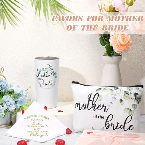 Sieral 8 Pack Mother of the Bride and Groom Gifts Satin Robe for Wedding day Gifts with 20 oz Cup Tumblers Makeup Bag Handkerchief(Champaign Gold, Trendy) in Saudi Arabia