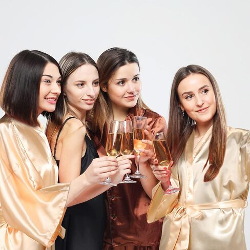 Sieral 8 Pack Mother of the Bride and Groom Gifts Satin Robe for Wedding day Gifts with 20 oz Cup Tumblers Makeup Bag Handkerchief(Champaign Gold, Trendy) in Saudi Arabia