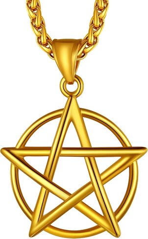 قلادة من الفولاذ المقاوم للصدأ من Richsteel/18 قيراط من الذهب/النجمة الخماسية المطلية باللون الأسود للرجال قلادة على شكل نجمة خماسية مع سلسلة (هدية مغلفة) in Kuwait