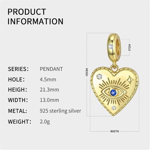 Blue Evil Eye Bead Charms fits Pandora Charms Bracelets 925 Sterling Silver Lucky Charms Pendant Beads Jewelry Gift for Woman in Kuwait