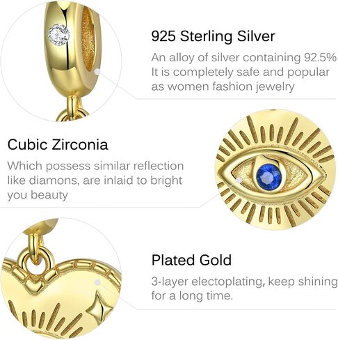 Blue Evil Eye Bead Charms fits Pandora Charms Bracelets 925 Sterling Silver Lucky Charms Pendant Beads Jewelry Gift for Woman in Kuwait