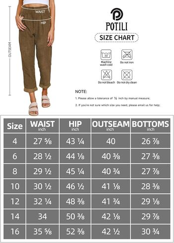سروال قصير نسائي كاجوال عالي الخصر مستقيم الساق بنطلون عتيق للنساء مع جيوب (بني US 10) in Kuwait