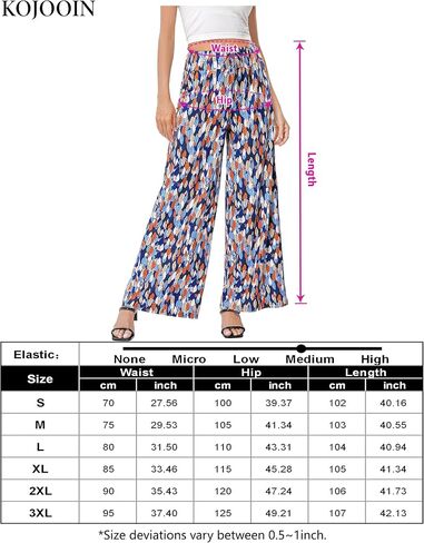 KOJOOIN Women's Wide Leg Pants Casual Palazzo Summer Flowy Pants Elastic High Waist Lounge Drawstring Long Trousers for Women in Saudi Arabia