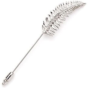 Tateossian Rhodium Plated Silver Fern Lapel Pin in Kuwait