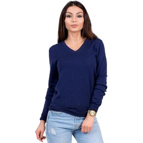 KNITTONS Women's Cashmere Soft 240gr Merino Wool V-Neck Sweater Pullover Top
