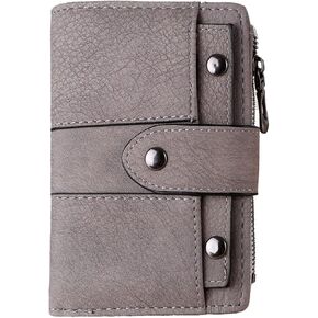 SUVERCH Womens Long Leather Wallet, RFID Blocking Leather Pocket Wallet Ladies Mini Purse with ID Window