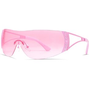 VANLINKER Wrap Around Y2K Sunglasses for Women Men Trendy Oversized Futuristic Sun Glasses Fashion Shield Flat Top Shades in Kuwait