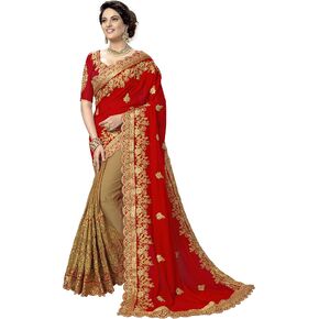 TRENDMALLS Women's Silk Heavy Embroidery Work Saree