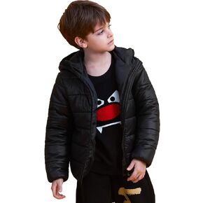 معاطف شتوية للأطفال، سترة منتفخة خفيفة الوزن وقابلة للتعبئة مع جيوب بغطاء للرأس للفتيات والأولاد ملابس خارجية (2-12 سنة) in Kuwait