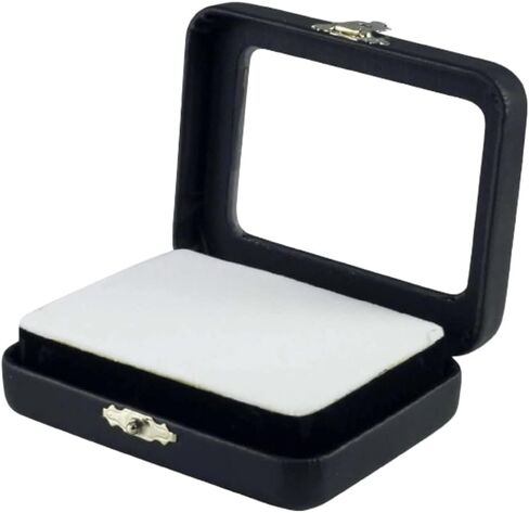 Novel Box Black Leatherette Glass Top Gem Box Loose Stone Jewelry Case Display with ClaspReversible Pad - White & Black in Saudi Arabia