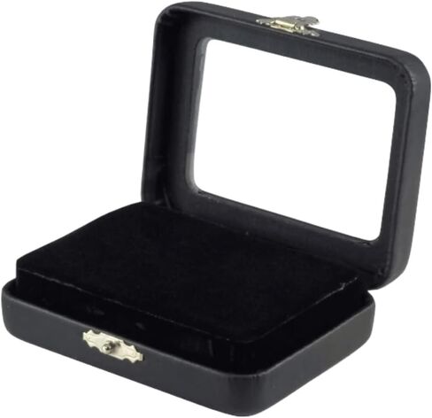 Novel Box Black Leatherette Glass Top Gem Box Loose Stone Jewelry Case Display with ClaspReversible Pad - White & Black in Saudi Arabia
