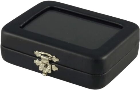Novel Box Black Leatherette Glass Top Gem Box Loose Stone Jewelry Case Display with ClaspReversible Pad - White & Black in Saudi Arabia