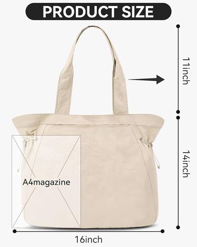 حقيبة يد كبيرة سعة 18 لتر من ABOUME للنساء حقائب تسوق جانبية وحقيبة يد كبيرة وحقيبة كتف خفيفة الوزن للتسوق والسفر على الشاطئ in Kuwait