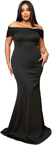 فستان حفلات Miss ord نسائي بدون أكتاف حورية البحر بطول الأرض، فستان سهرة بأكمام قصيرة بدون ظهر in Kuwait