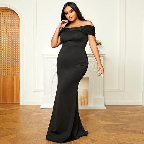 فستان حفلات Miss ord نسائي بدون أكتاف حورية البحر بطول الأرض، فستان سهرة بأكمام قصيرة بدون ظهر in Kuwait