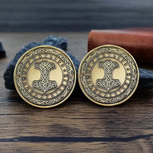 Norse Viking Symbol Coin Nordic Mythology Proective Talisman, Set of 5 in Saudi Arabia
