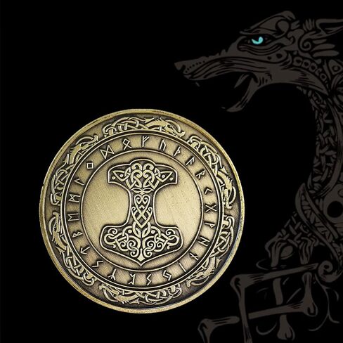 Norse Viking Symbol Coin Nordic Mythology Proective Talisman, Set of 5 in Saudi Arabia