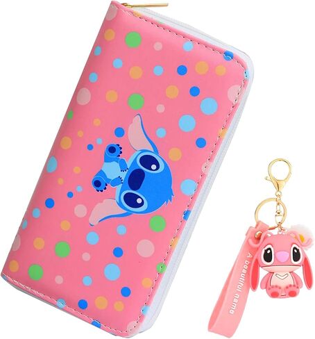 Kowckxi Cute Wallet for Men and Women, Cartoon PU Leather Purse, Clutch Stylish Zip Around Wallet Card Holder, 2Pcs Set in Saudi Arabia
