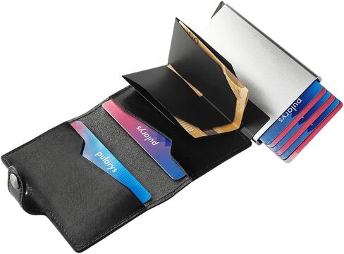 محفظة Pularys VIKING الصغيرة - جلد فاخر - أسود - مشبك تثبيت - جيب للأوراق النقدية - حجب RFID - ما يصل إلى 8 فتحات للبطاقات - مريحة وآمنة - كلاسيكية in Kuwait