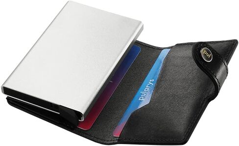 محفظة Pularys VIKING الصغيرة - جلد فاخر - أسود - مشبك تثبيت - جيب للأوراق النقدية - حجب RFID - ما يصل إلى 8 فتحات للبطاقات - مريحة وآمنة - كلاسيكية in Kuwait