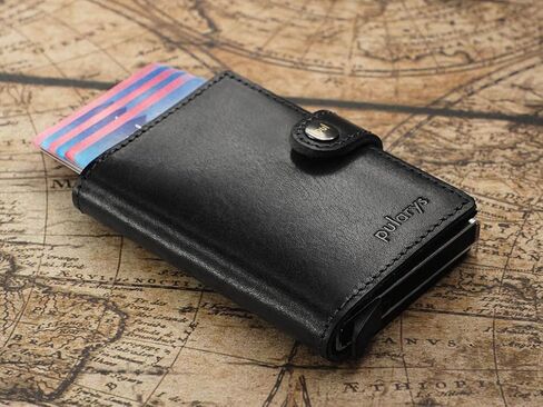 محفظة Pularys VIKING الصغيرة - جلد فاخر - أسود - مشبك تثبيت - جيب للأوراق النقدية - حجب RFID - ما يصل إلى 8 فتحات للبطاقات - مريحة وآمنة - كلاسيكية in Kuwait