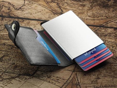 محفظة Pularys VIKING الصغيرة - جلد فاخر - أسود - مشبك تثبيت - جيب للأوراق النقدية - حجب RFID - ما يصل إلى 8 فتحات للبطاقات - مريحة وآمنة - كلاسيكية in Kuwait