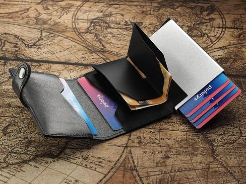 محفظة Pularys VIKING الصغيرة - جلد فاخر - أسود - مشبك تثبيت - جيب للأوراق النقدية - حجب RFID - ما يصل إلى 8 فتحات للبطاقات - مريحة وآمنة - كلاسيكية in Kuwait