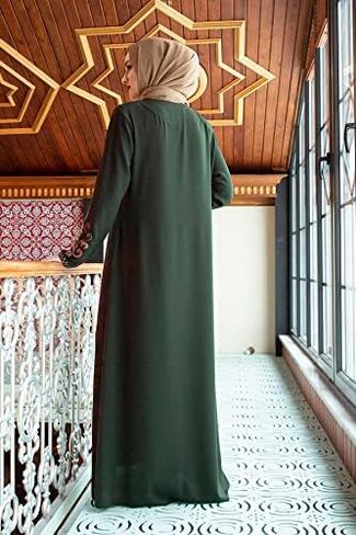 عباية نسائية مطرزة بأكمام طويلة و مطرزة على الجانب السوستة كم طويل طول الأرض أزياء تركية إسلامية in Kuwait