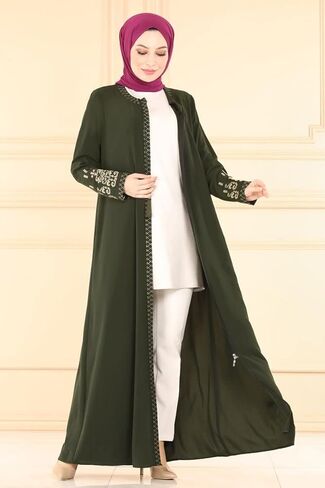 عباية نسائية مطرزة بأكمام طويلة و مطرزة على الجانب السوستة كم طويل طول الأرض أزياء تركية إسلامية in Kuwait