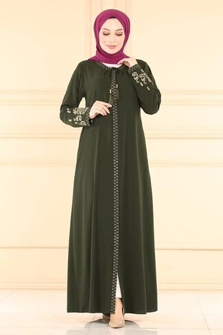 عباية نسائية مطرزة بأكمام طويلة و مطرزة على الجانب السوستة كم طويل طول الأرض أزياء تركية إسلامية in Kuwait