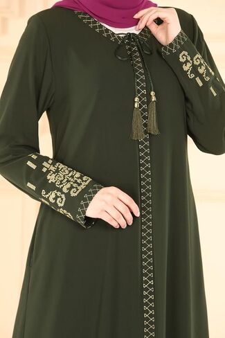 عباية نسائية مطرزة بأكمام طويلة و مطرزة على الجانب السوستة كم طويل طول الأرض أزياء تركية إسلامية in Kuwait