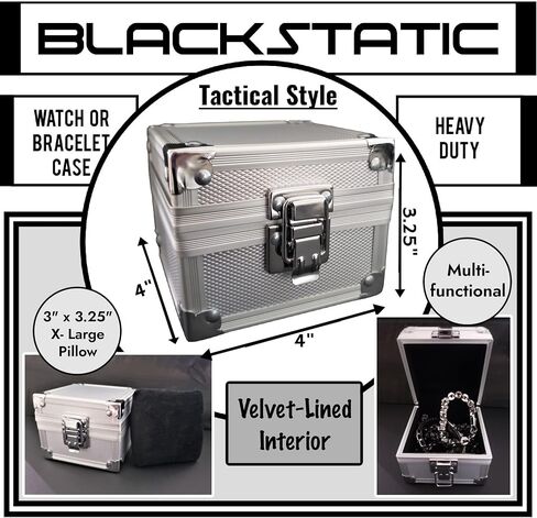 Extra Large Tactical Style Black Aluminum Reinforced Single Watch Case Jewelry Storage Box - Blackstatic Collection | Graduation & Fathers Day - Gifts For Men in Kuwait