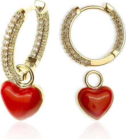 Sonateomber Small Heart Gold Hoop Earrings for Women - Sparkly Huggie Ring Circle Daily Jewelry Gift for Christmas Party in Saudi Arabia