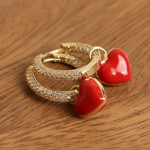 Sonateomber Small Heart Gold Hoop Earrings for Women - Sparkly Huggie Ring Circle Daily Jewelry Gift for Christmas Party in Saudi Arabia