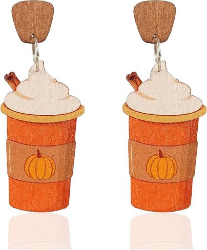 Fall Thanksgiving Dangle Earrings for Women Thanksgiving Wooden Painted Earrings Autumn Harvest Maple Leaf Pumpkin Sunflower Teardrop Earrings Thanksgiving Day Earrings for Women Girls in Kuwait