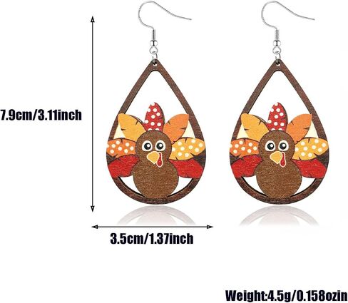 Fall Thanksgiving Dangle Earrings for Women Thanksgiving Wooden Painted Earrings Autumn Harvest Maple Leaf Pumpkin Sunflower Teardrop Earrings Thanksgiving Day Earrings for Women Girls in Kuwait