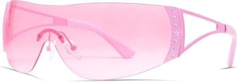 VANLINKER Wrap Around Y2K Sunglasses for Women Men Trendy Oversized Futuristic Sun Glasses Fashion Shield Flat Top Shades in Kuwait